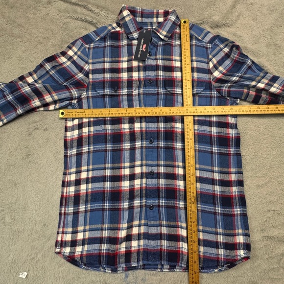 NWT Vineyard Vines Men's Classic Fit Plaid Flannel Workshirt Blue Moon Size S - Picture 4 of 10